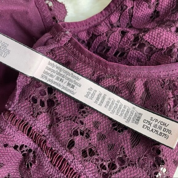 Victoria’s Secret | Body By Victoria Maroon Longline Lace Bralette | Size Small - Picture 10 of 10